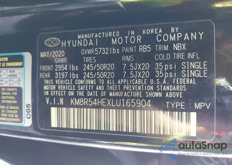 2020 Hyundai Palisade Limited z USA, uszkodzony, nr VIN KM8R54HEXLU165904